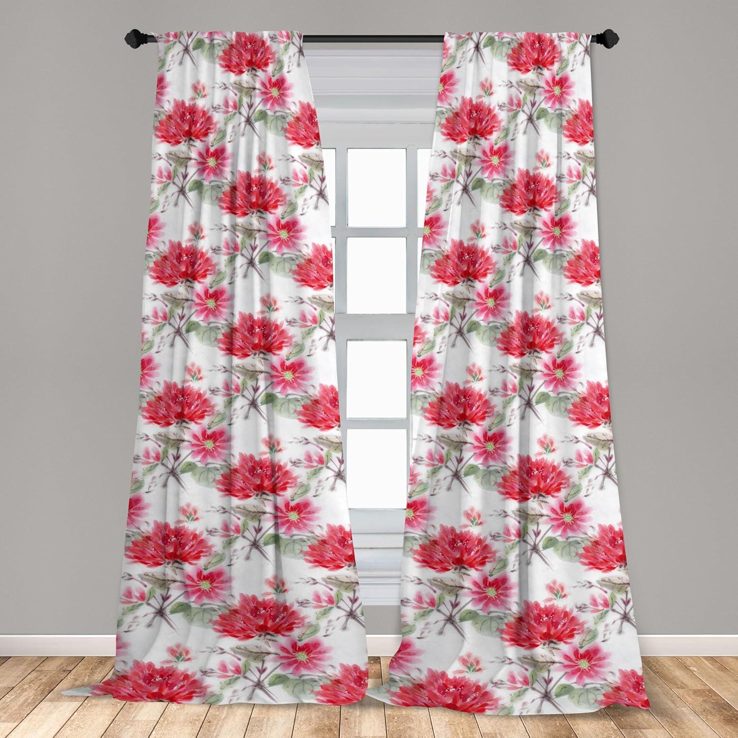 imageAmbesonne Flowers Curtains Watercolor Floral Design with Neutral Colors Boho Leaves Autumn Vibes Window Treatments 2 Panel Set for Living Room Bedroom Pair of 28quot x 63quot Deep Sky Blue Sand BrownReseda Green Dark Pink