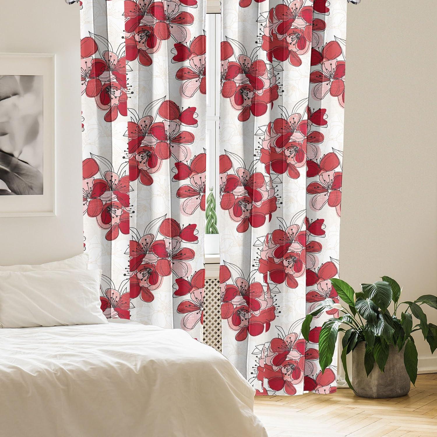 imageAmbesonne Flowers Curtains Watercolor Floral Design with Neutral Colors Boho Leaves Autumn Vibes Window Treatments 2 Panel Set for Living Room Bedroom Pair of 28quot x 63quot Deep Sky Blue Sand BrownPink Pale Pink
