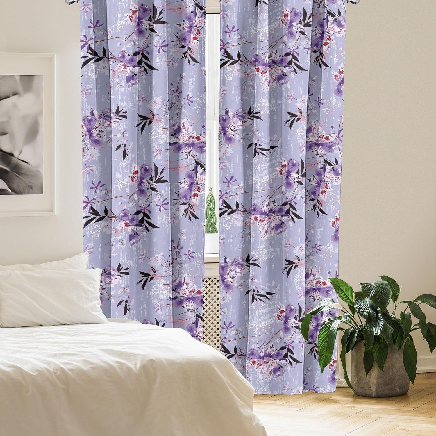 imageAmbesonne Flowers Curtains Watercolor Floral Design with Neutral Colors Boho Leaves Autumn Vibes Window Treatments 2 Panel Set for Living Room Bedroom Pair of 28quot x 63quot Deep Sky Blue Sand BrownPale Purple Pastel Purple