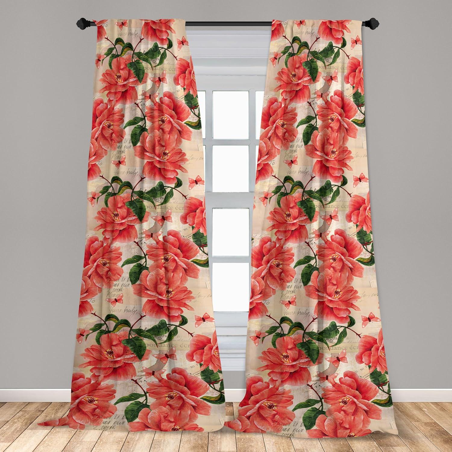 imageAmbesonne Flowers Curtains Watercolor Floral Design with Neutral Colors Boho Leaves Autumn Vibes Window Treatments 2 Panel Set for Living Room Bedroom Pair of 28quot x 63quot Deep Sky Blue Sand BrownForest Green Coral