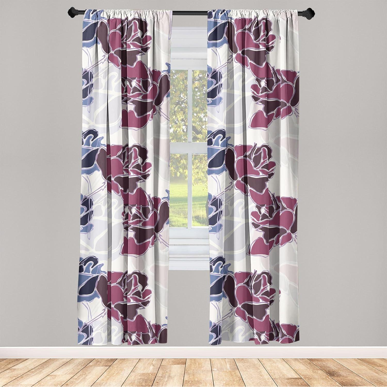 imageAmbesonne Flowers Curtains Watercolor Floral Design with Neutral Colors Boho Leaves Autumn Vibes Window Treatments 2 Panel Set for Living Room Bedroom Pair of 28quot x 63quot Deep Sky Blue Sand BrownPale Maroon Lavender Blue