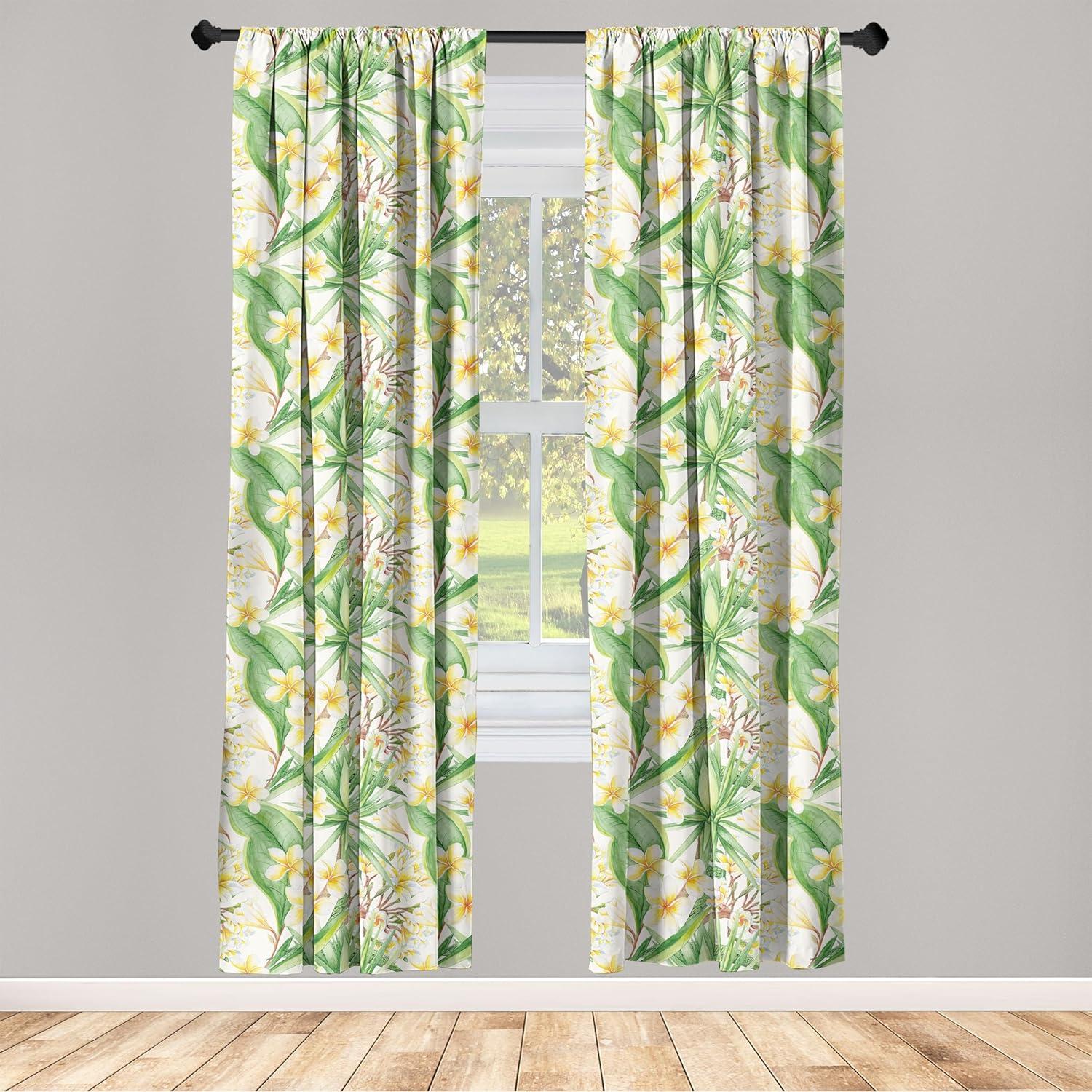 imageAmbesonne Flowers Curtains Watercolor Floral Design with Neutral Colors Boho Leaves Autumn Vibes Window Treatments 2 Panel Set for Living Room Bedroom Pair of 28quot x 63quot Deep Sky Blue Sand BrownFern Green Mustard White