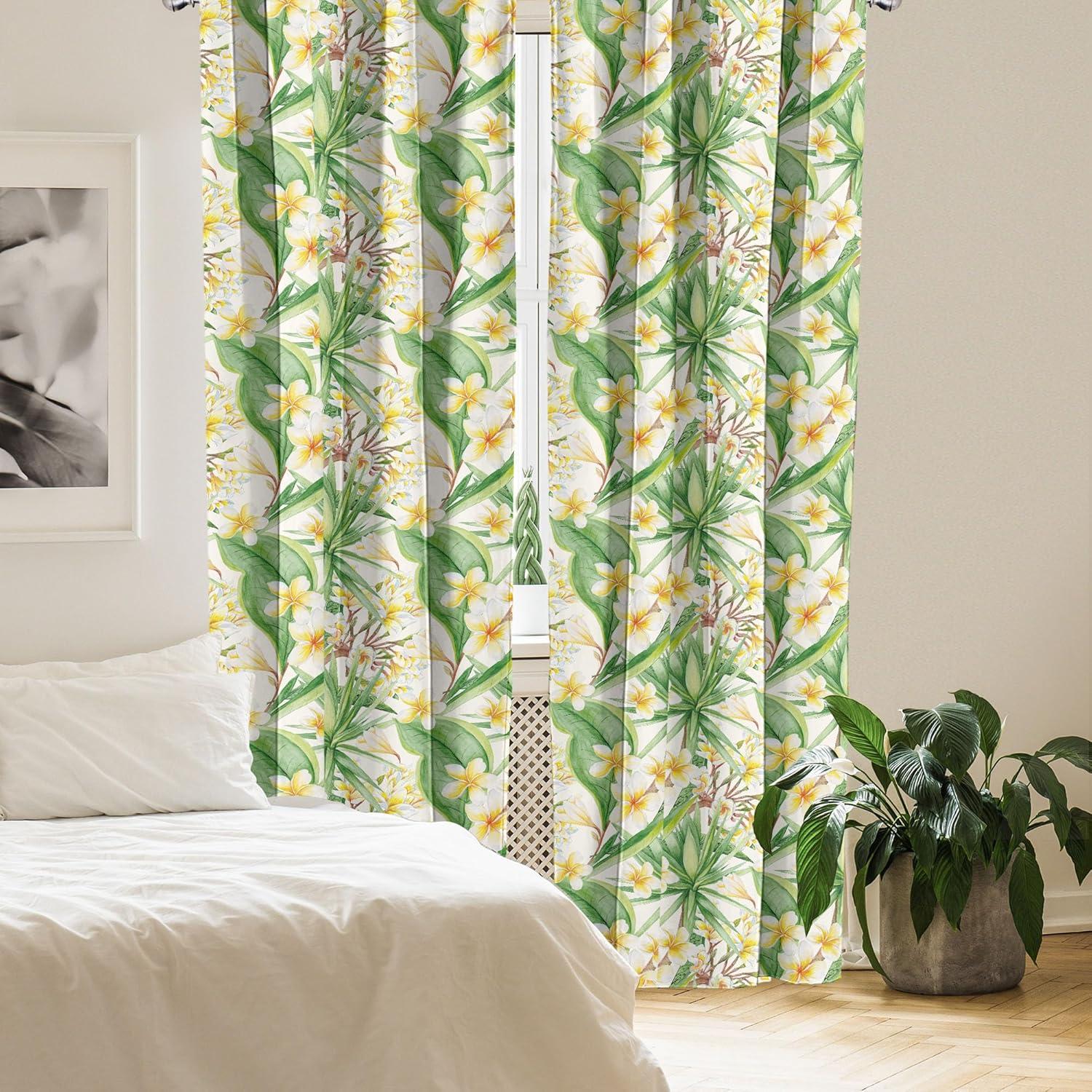 imageAmbesonne Flowers Curtains Watercolor Floral Design with Neutral Colors Boho Leaves Autumn Vibes Window Treatments 2 Panel Set for Living Room Bedroom Pair of 28quot x 63quot Deep Sky Blue Sand BrownFern Green Mustard White