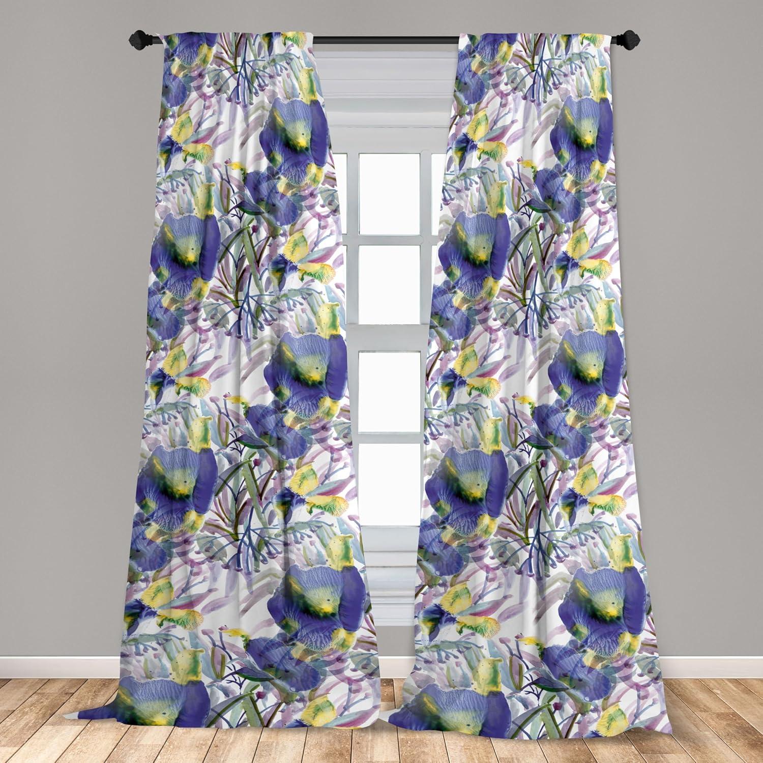 imageAmbesonne Flowers Curtains Watercolor Floral Design with Neutral Colors Boho Leaves Autumn Vibes Window Treatments 2 Panel Set for Living Room Bedroom Pair of 28quot x 63quot Deep Sky Blue Sand BrownDark Indigo Dried Rose