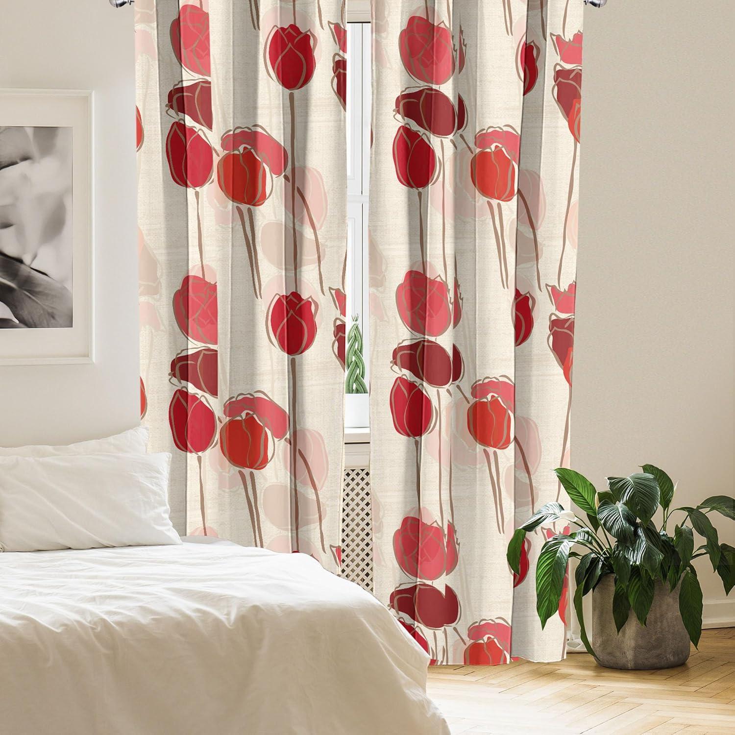 imageAmbesonne Flowers Curtains Watercolor Floral Design with Neutral Colors Boho Leaves Autumn Vibes Window Treatments 2 Panel Set for Living Room Bedroom Pair of 28quot x 63quot Deep Sky Blue Sand BrownDark Coral Eggshell