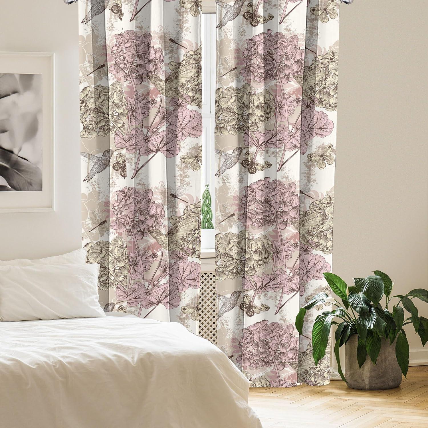 imageAmbesonne Flowers Curtains Watercolor Floral Design with Neutral Colors Boho Leaves Autumn Vibes Window Treatments 2 Panel Set for Living Room Bedroom Pair of 28quot x 63quot Deep Sky Blue Sand BrownPastel Yellow Pale Pink