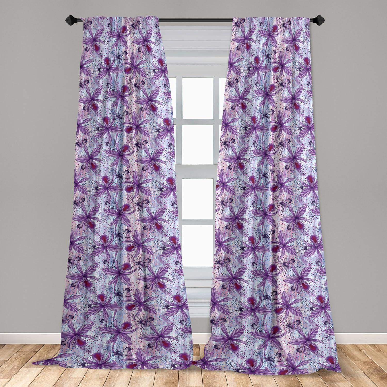 imageAmbesonne Flowers Curtains Watercolor Floral Design with Neutral Colors Boho Leaves Autumn Vibes Window Treatments 2 Panel Set for Living Room Bedroom Pair of 28quot x 63quot Deep Sky Blue Sand BrownViolet and Raspberry