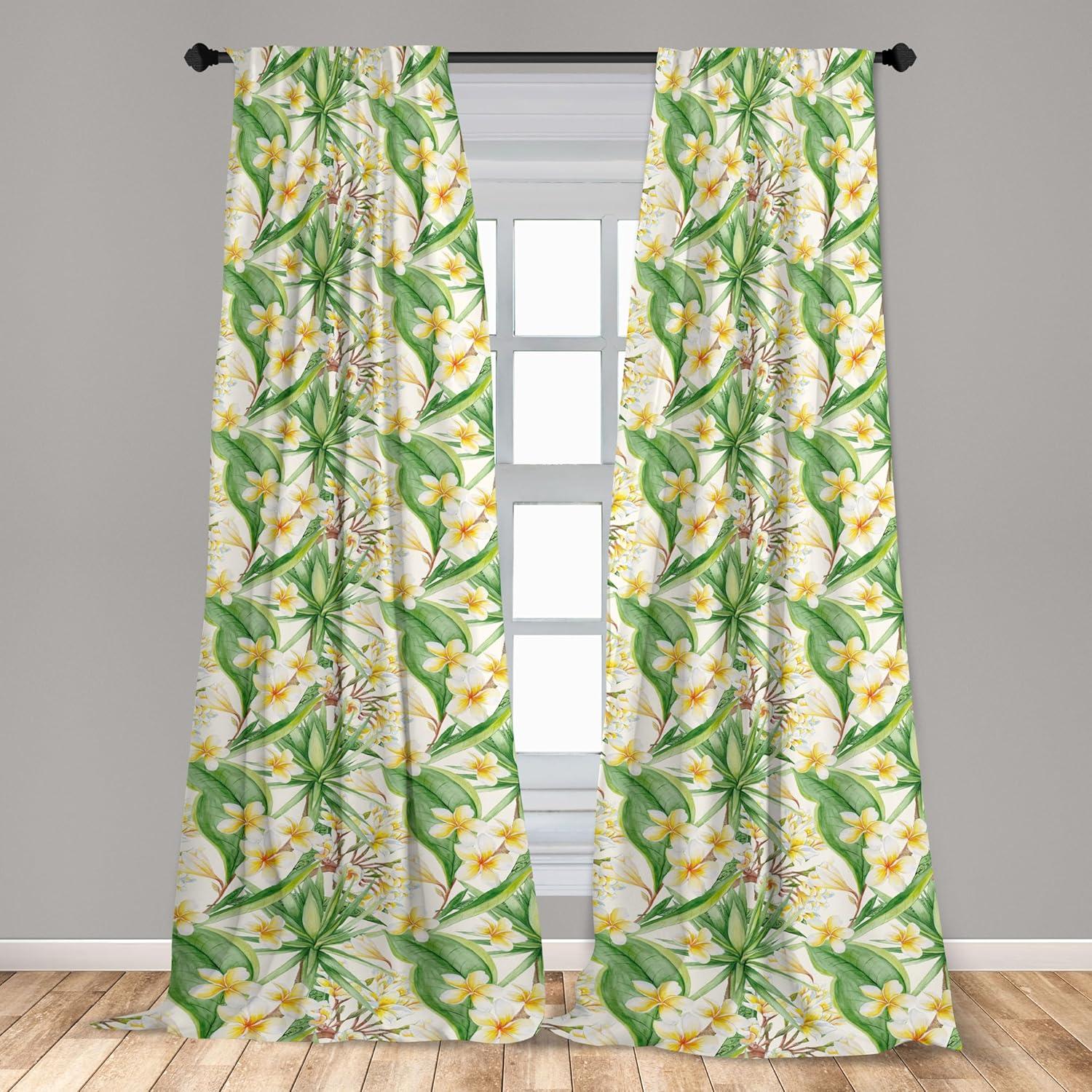 imageAmbesonne Flowers Curtains Watercolor Floral Design with Neutral Colors Boho Leaves Autumn Vibes Window Treatments 2 Panel Set for Living Room Bedroom Pair of 28quot x 63quot Deep Sky Blue Sand BrownFern Green Mustard White
