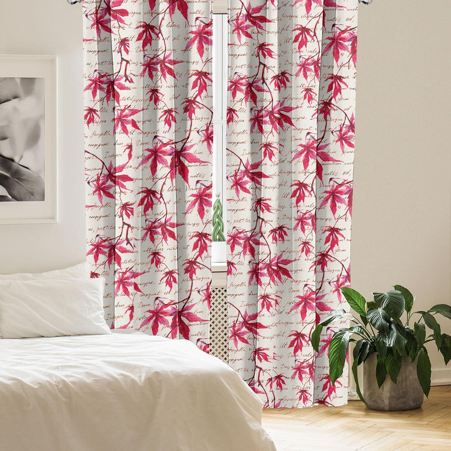 imageAmbesonne Flowers Curtains Watercolor Floral Design with Neutral Colors Boho Leaves Autumn Vibes Window Treatments 2 Panel Set for Living Room Bedroom Pair of 28quot x 63quot Deep Sky Blue Sand BrownHot Pink Dark Coral