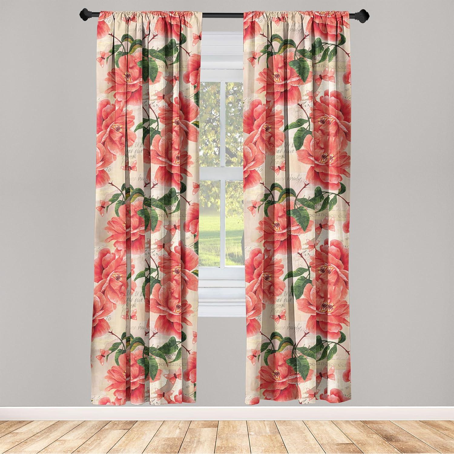 imageAmbesonne Flowers Curtains Watercolor Floral Design with Neutral Colors Boho Leaves Autumn Vibes Window Treatments 2 Panel Set for Living Room Bedroom Pair of 28quot x 63quot Deep Sky Blue Sand BrownForest Green Coral