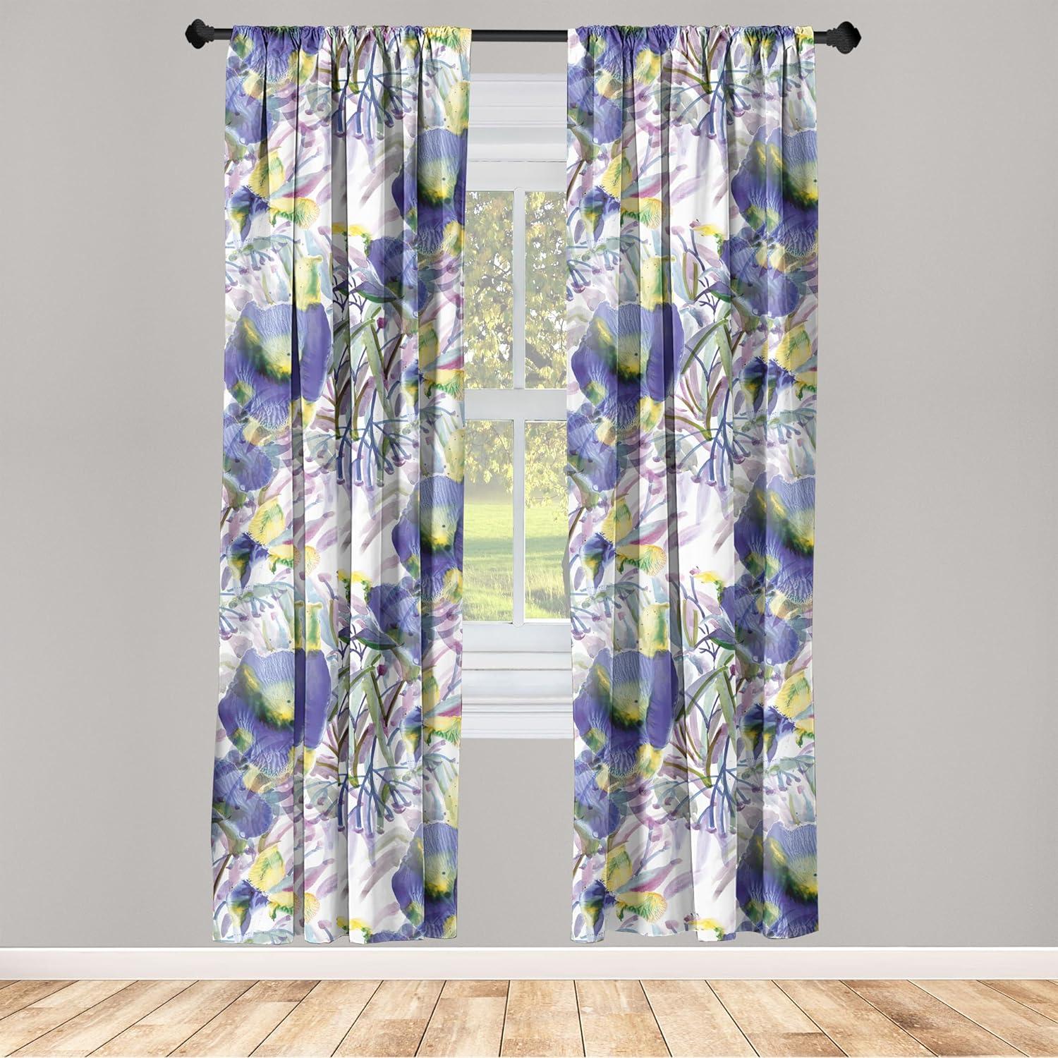 imageAmbesonne Flowers Curtains Watercolor Floral Design with Neutral Colors Boho Leaves Autumn Vibes Window Treatments 2 Panel Set for Living Room Bedroom Pair of 28quot x 63quot Deep Sky Blue Sand BrownDark Indigo Dried Rose