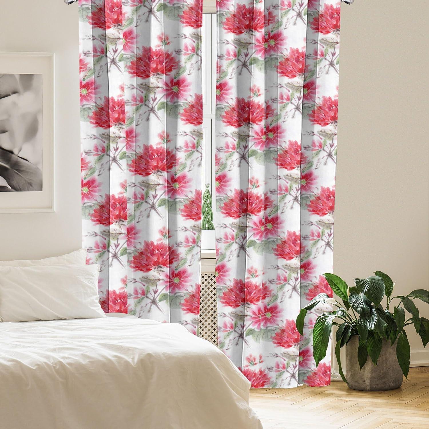 imageAmbesonne Flowers Curtains Watercolor Floral Design with Neutral Colors Boho Leaves Autumn Vibes Window Treatments 2 Panel Set for Living Room Bedroom Pair of 28quot x 63quot Deep Sky Blue Sand BrownReseda Green Dark Pink