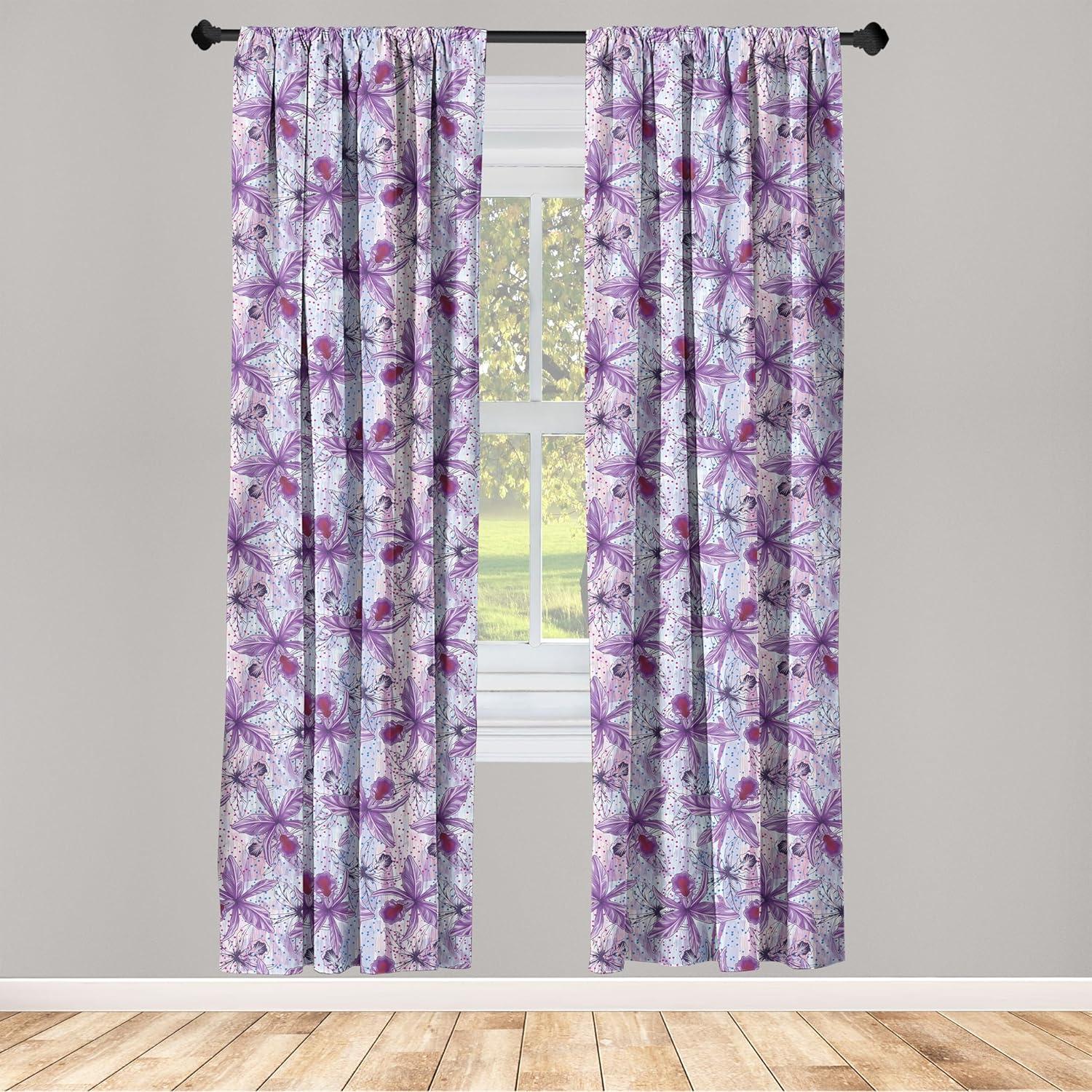 imageAmbesonne Flowers Curtains Watercolor Floral Design with Neutral Colors Boho Leaves Autumn Vibes Window Treatments 2 Panel Set for Living Room Bedroom Pair of 28quot x 63quot Deep Sky Blue Sand BrownViolet and Raspberry