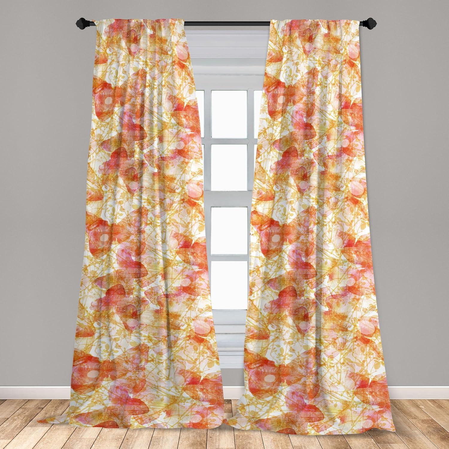 imageAmbesonne Flowers Curtains Watercolor Floral Design with Neutral Colors Boho Leaves Autumn Vibes Window Treatments 2 Panel Set for Living Room Bedroom Pair of 28quot x 63quot Deep Sky Blue Sand BrownGreen Dark Coral