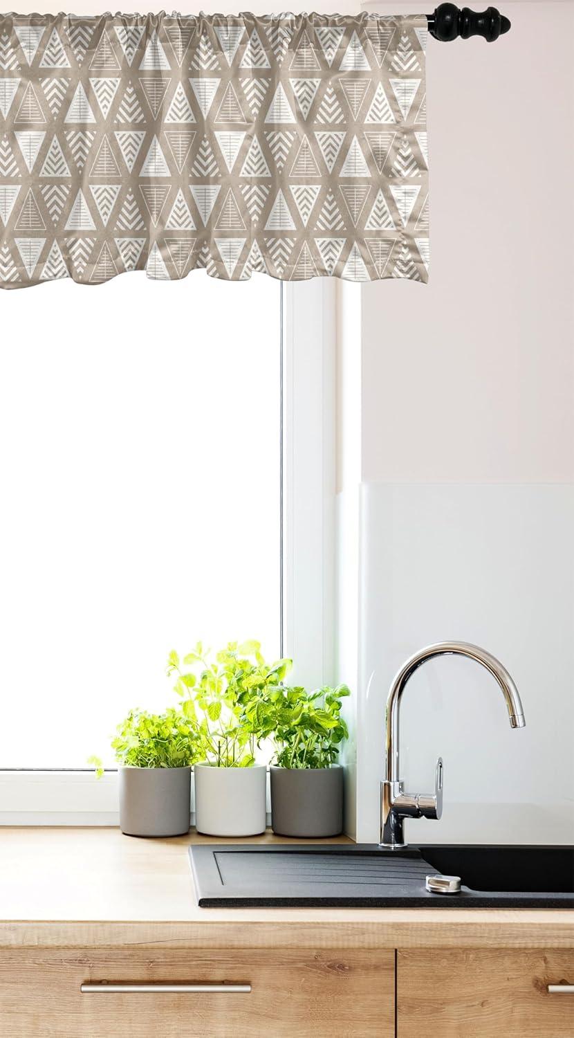 imageAmbesonne Geometric Window Valance Modern Neutral Style Pattern of Abstract Ornamental Triangles Print Curtain Valance for Kitchen Bedroom Decor with Rod Pocket 42quot x 12quot Pale Sepia and White