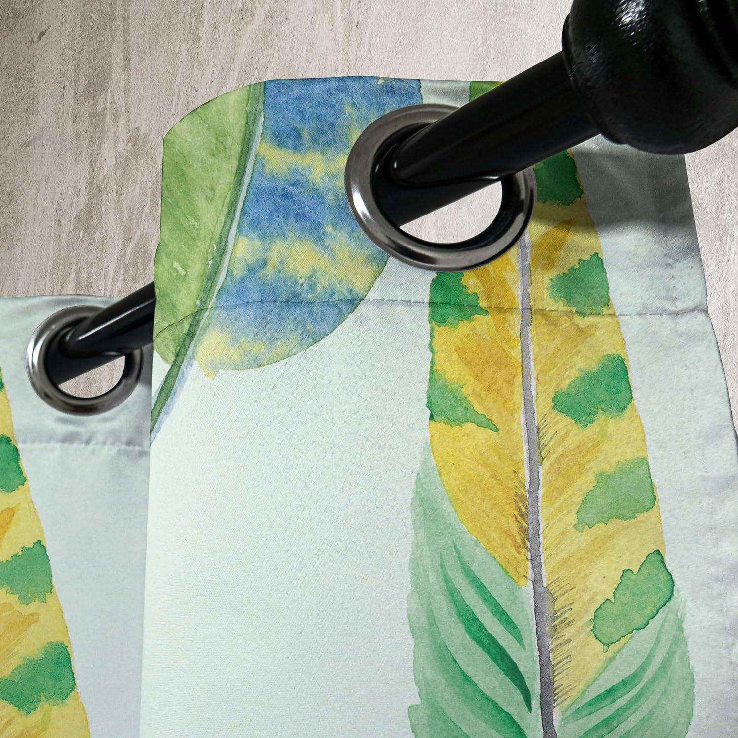 imageAmbesonne Jungle Boho Grommet Curtain Dreamy Silhouettes of Flowers Vintage Drawn with Lines Neutral Art Decorative 2Panel Window Drapes for Bedroom Living Room 50quot x 63quot Almond Green Sea GreenLime Green Mint Green