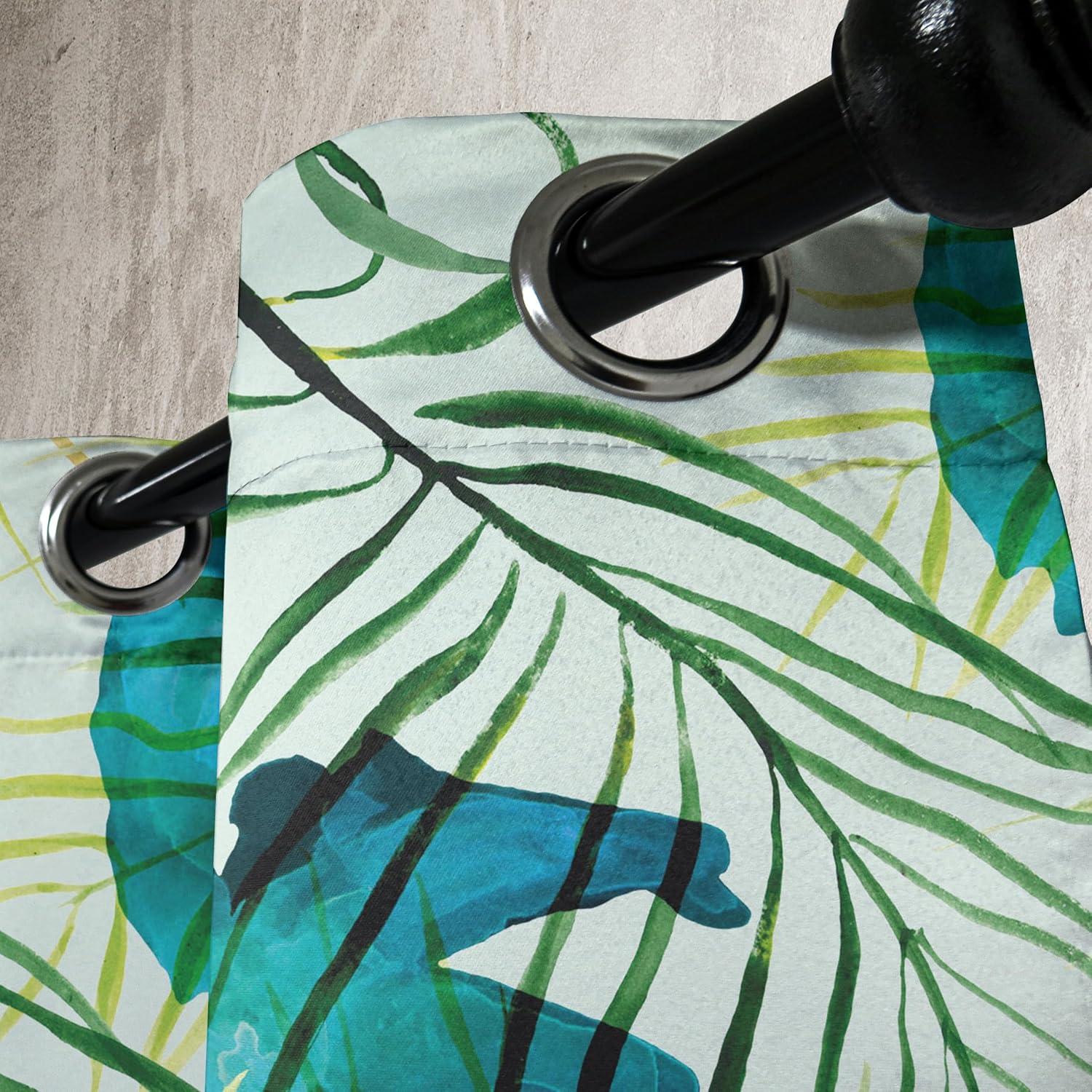 imageAmbesonne Jungle Boho Grommet Curtain Dreamy Silhouettes of Flowers Vintage Drawn with Lines Neutral Art Decorative 2Panel Window Drapes for Bedroom Living Room 50quot x 63quot Almond Green Sea GreenSea Blue Almond Green