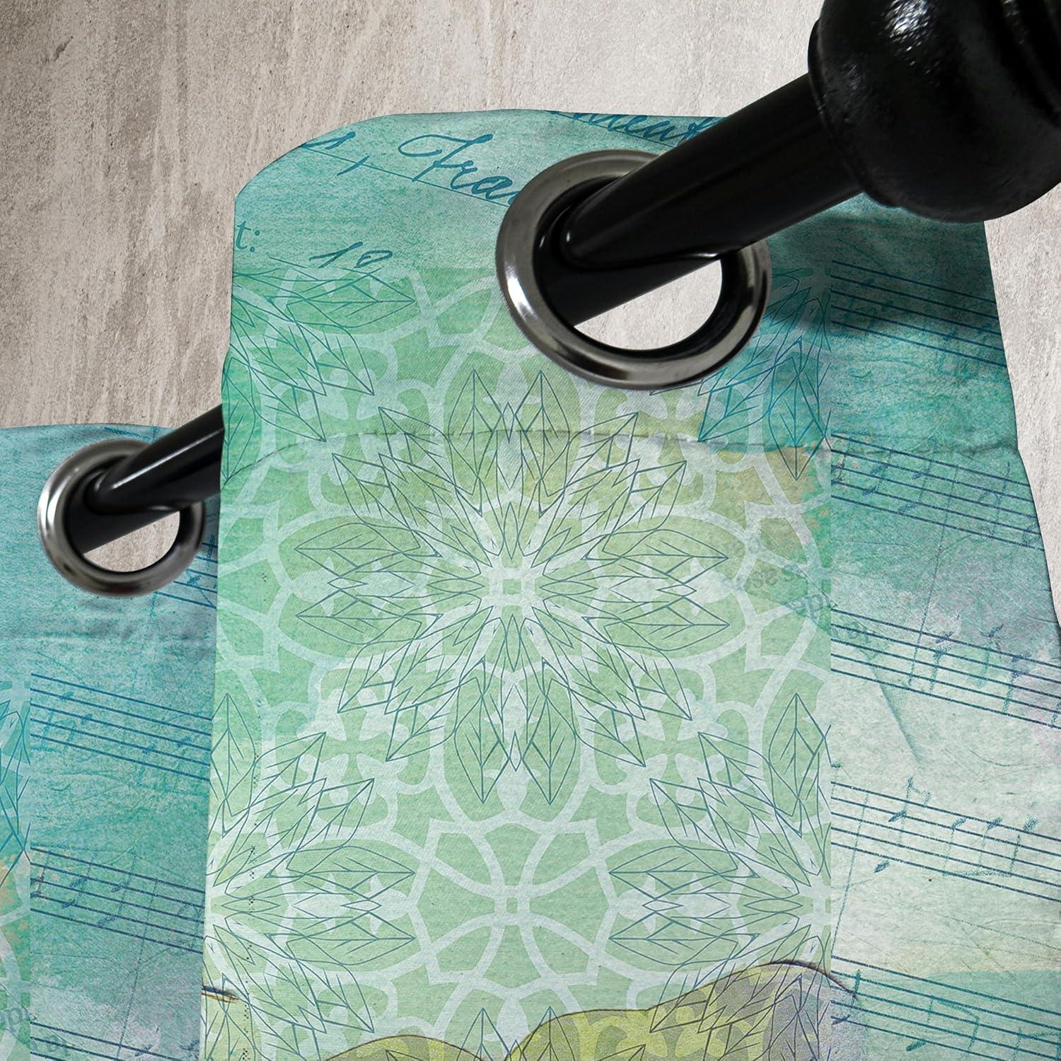 imageAmbesonne Jungle Boho Grommet Curtain Dreamy Silhouettes of Flowers Vintage Drawn with Lines Neutral Art Decorative 2Panel Window Drapes for Bedroom Living Room 50quot x 63quot Almond Green Sea GreenApple Green and Seafoam