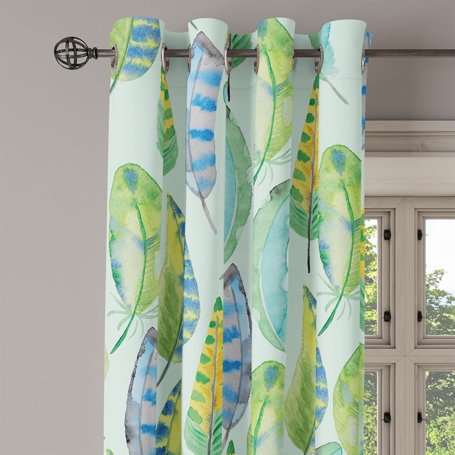 imageAmbesonne Jungle Boho Grommet Curtain Dreamy Silhouettes of Flowers Vintage Drawn with Lines Neutral Art Decorative 2Panel Window Drapes for Bedroom Living Room 50quot x 63quot Almond Green Sea GreenLime Green Mint Green