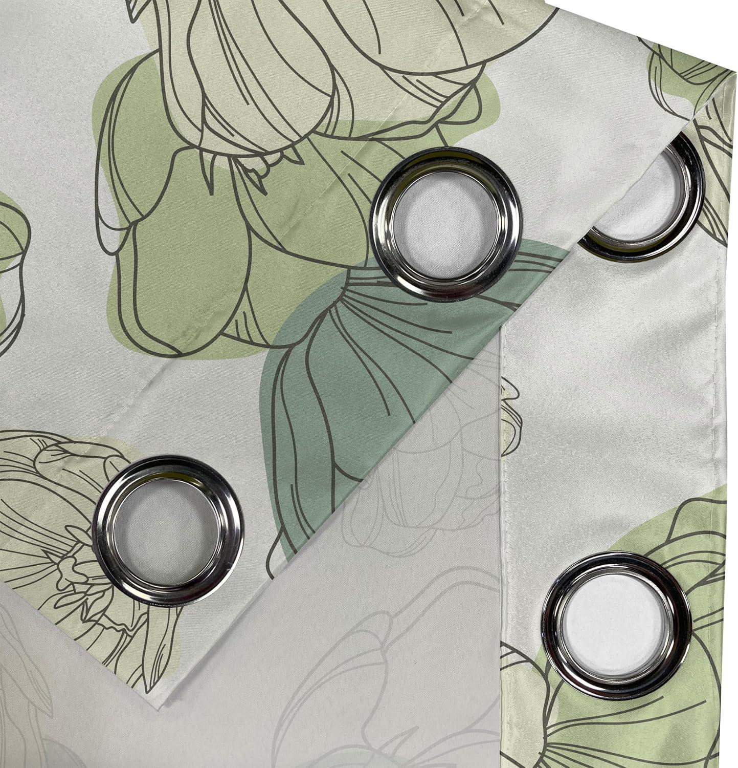 imageAmbesonne Jungle Boho Grommet Curtain Dreamy Silhouettes of Flowers Vintage Drawn with Lines Neutral Art Decorative 2Panel Window Drapes for Bedroom Living Room 50quot x 63quot Almond Green Sea GreenJade Green Avocado Green