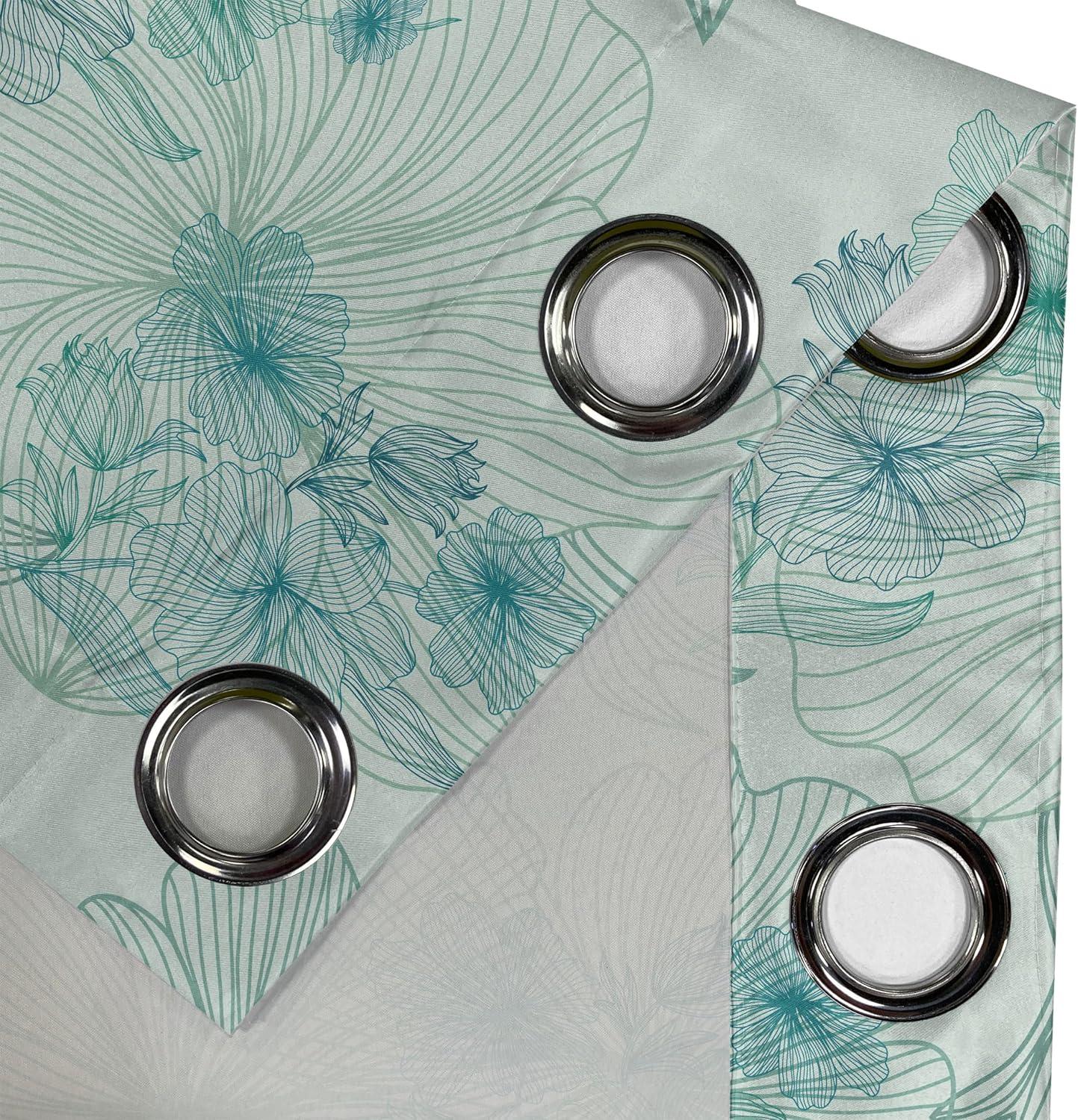 imageAmbesonne Jungle Boho Grommet Curtain Dreamy Silhouettes of Flowers Vintage Drawn with Lines Neutral Art Decorative 2Panel Window Drapes for Bedroom Living Room 50quot x 63quot Almond Green Sea GreenAlmond Green