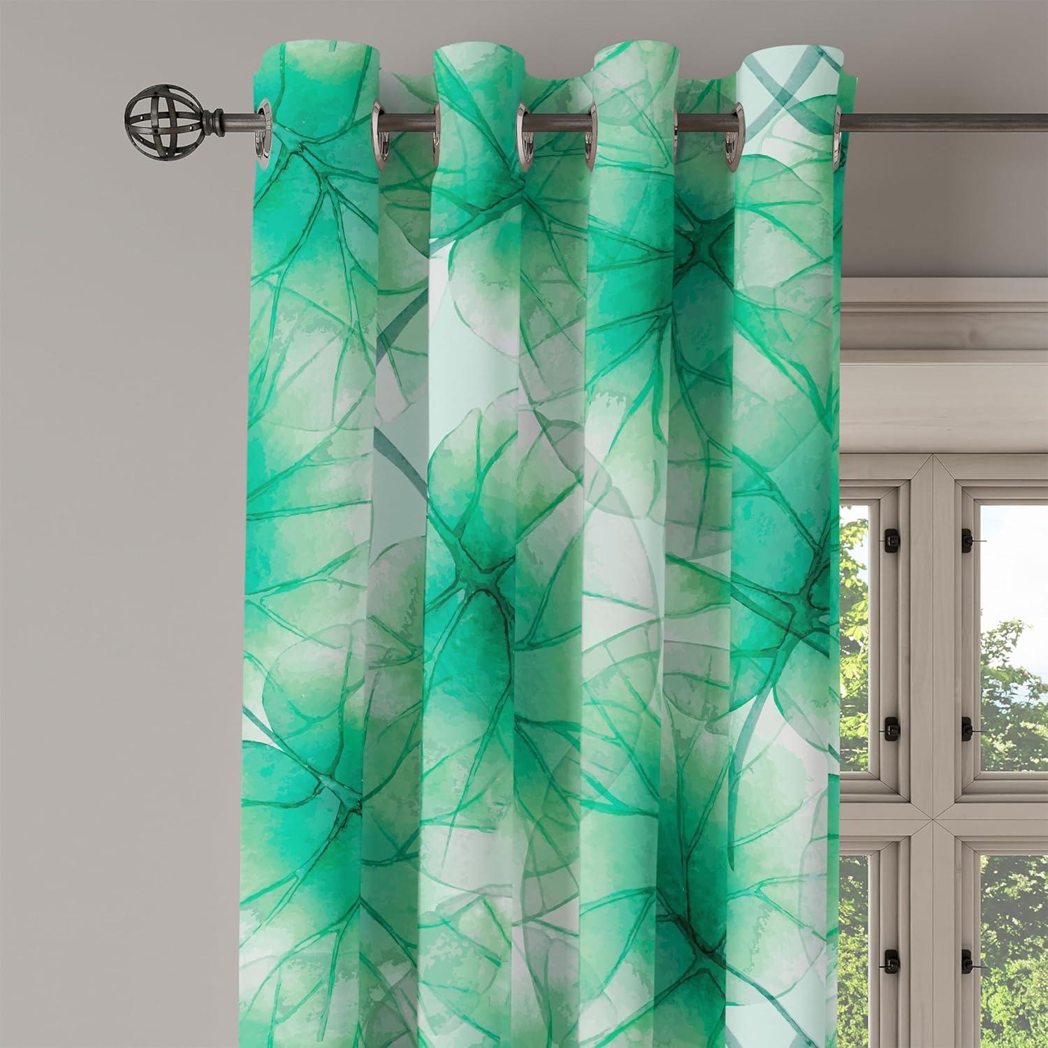 imageAmbesonne Jungle Boho Grommet Curtain Dreamy Silhouettes of Flowers Vintage Drawn with Lines Neutral Art Decorative 2Panel Window Drapes for Bedroom Living Room 50quot x 63quot Almond Green Sea GreenShamrock Green