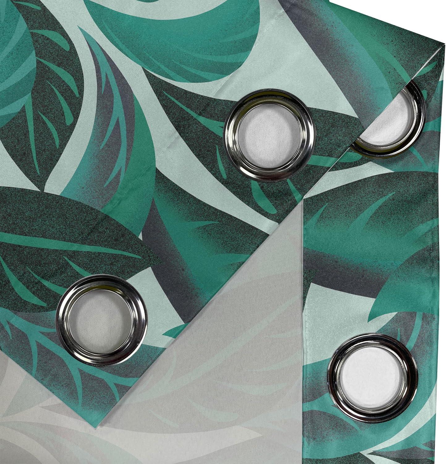 imageAmbesonne Jungle Boho Grommet Curtain Dreamy Silhouettes of Flowers Vintage Drawn with Lines Neutral Art Decorative 2Panel Window Drapes for Bedroom Living Room 50quot x 63quot Almond Green Sea GreenEmerald Teal Eggplant