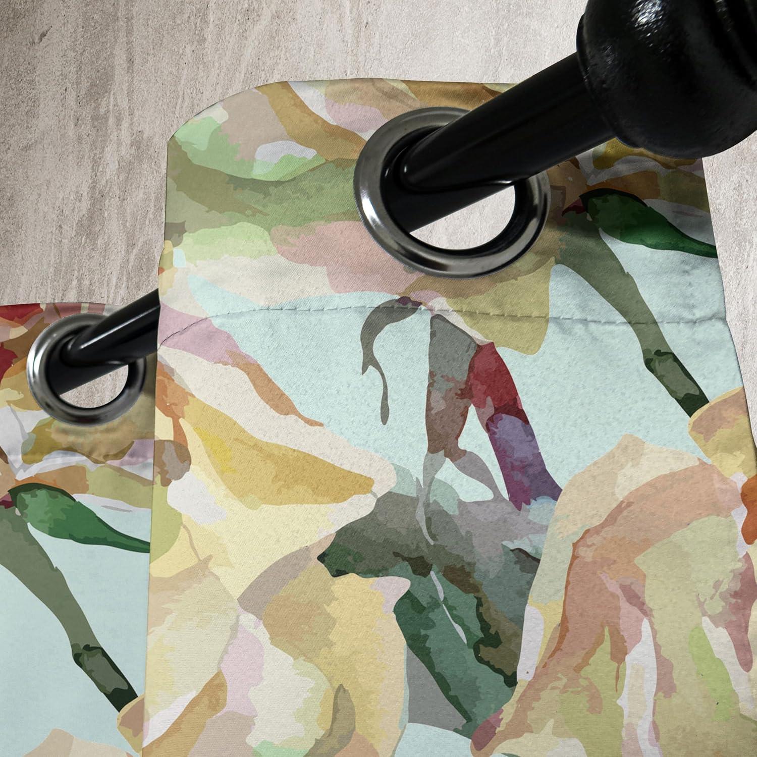 imageAmbesonne Jungle Boho Grommet Curtain Dreamy Silhouettes of Flowers Vintage Drawn with Lines Neutral Art Decorative 2Panel Window Drapes for Bedroom Living Room 50quot x 63quot Almond Green Sea GreenAvocado Green Jade Green