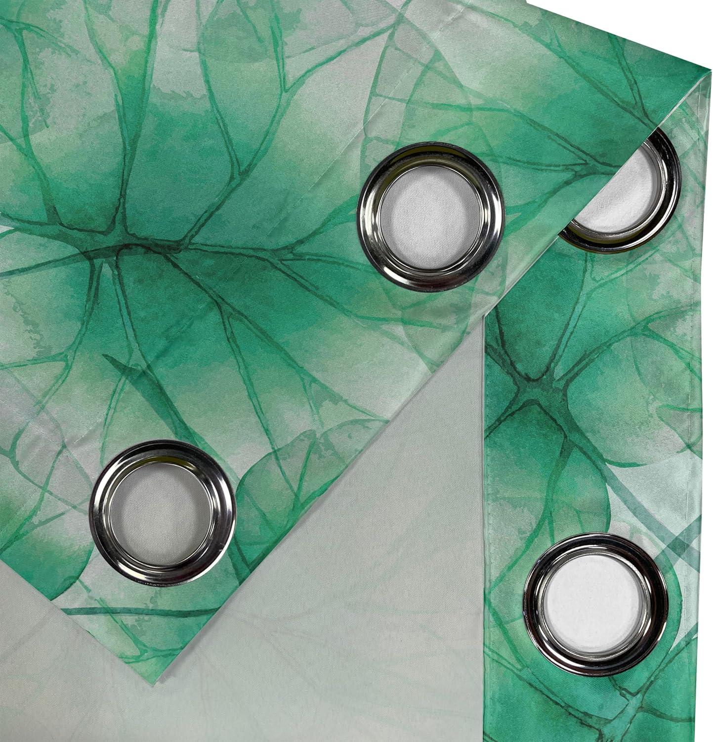 imageAmbesonne Jungle Boho Grommet Curtain Dreamy Silhouettes of Flowers Vintage Drawn with Lines Neutral Art Decorative 2Panel Window Drapes for Bedroom Living Room 50quot x 63quot Almond Green Sea GreenShamrock Green