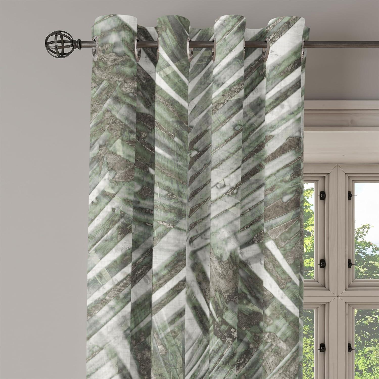 imageAmbesonne Jungle Boho Grommet Curtain Dreamy Silhouettes of Flowers Vintage Drawn with Lines Neutral Art Decorative 2Panel Window Drapes for Bedroom Living Room 50quot x 63quot Almond Green Sea GreenTaupe Sage Green