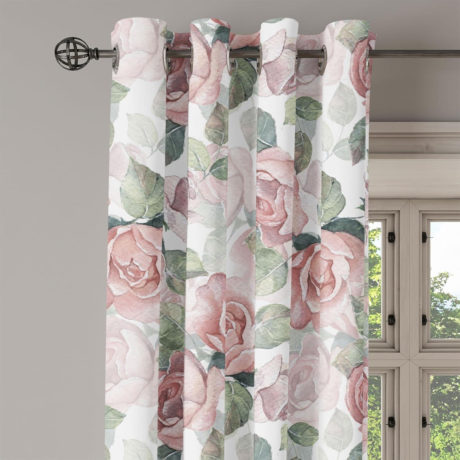 imageAmbesonne Jungle Boho Grommet Curtain Dreamy Silhouettes of Flowers Vintage Drawn with Lines Neutral Art Decorative 2Panel Window Drapes for Bedroom Living Room 50quot x 63quot Almond Green Sea GreenBlush and Sage Green