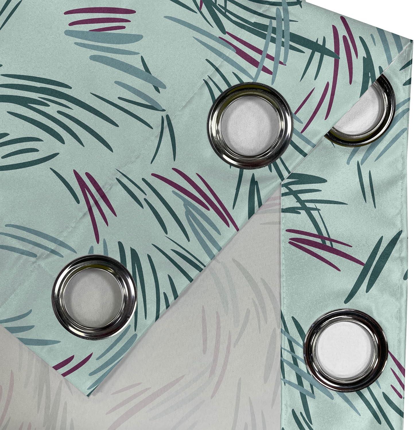 imageAmbesonne Jungle Boho Grommet Curtain Dreamy Silhouettes of Flowers Vintage Drawn with Lines Neutral Art Decorative 2Panel Window Drapes for Bedroom Living Room 50quot x 63quot Almond Green Sea GreenMint Green and Cadet Blue