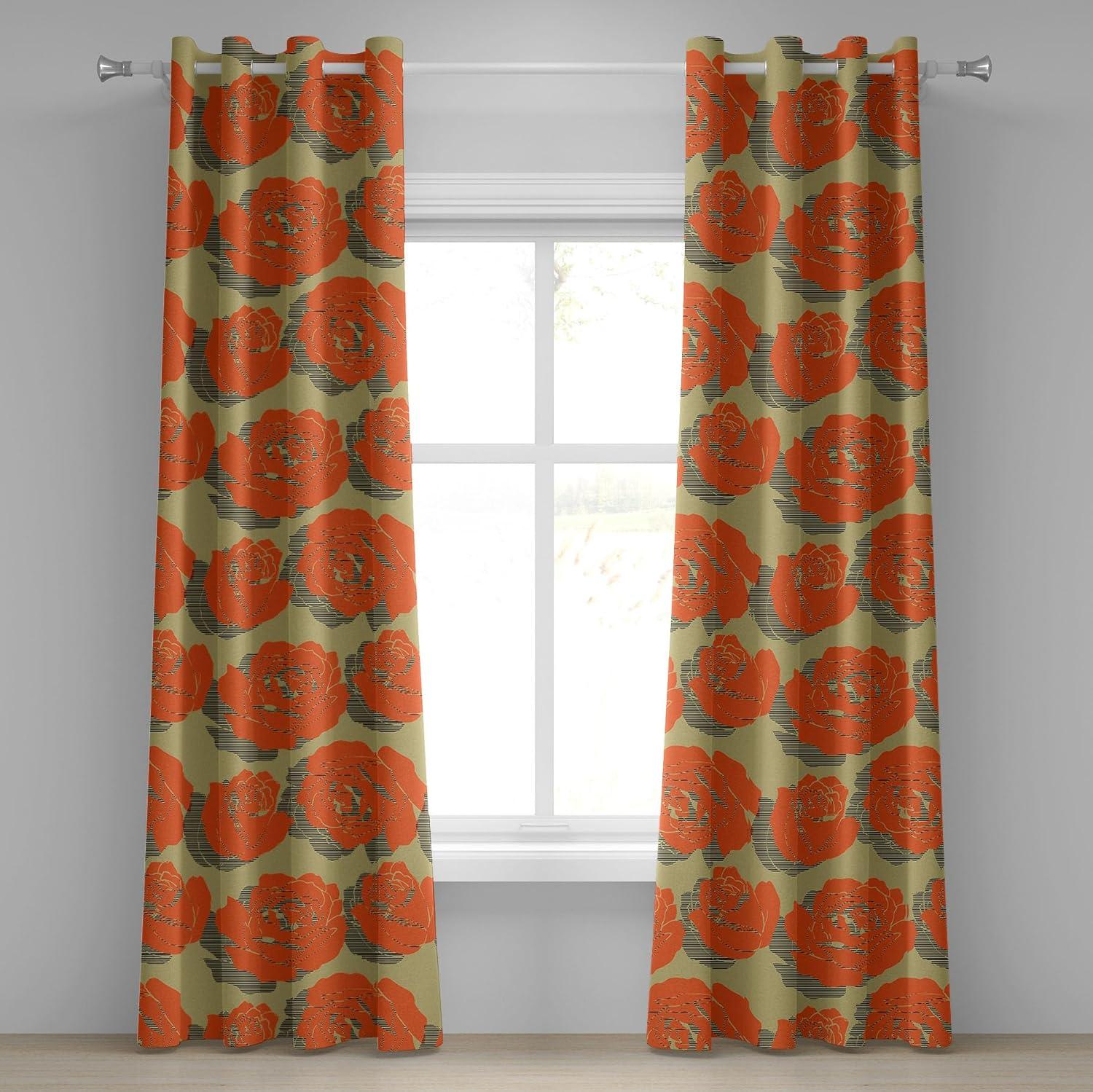 imageAmbesonne Jungle Boho Grommet Curtain Dreamy Silhouettes of Flowers Vintage Drawn with Lines Neutral Art Decorative 2Panel Window Drapes for Bedroom Living Room 50quot x 63quot Almond Green Sea GreenVermilion Green Pistachio