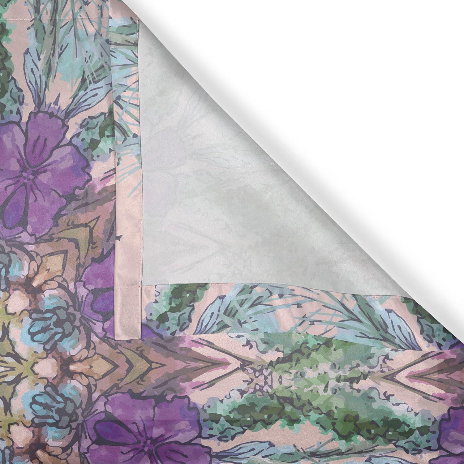 imageAmbesonne Jungle Boho Grommet Curtain Dreamy Silhouettes of Flowers Vintage Drawn with Lines Neutral Art Decorative 2Panel Window Drapes for Bedroom Living Room 50quot x 63quot Almond Green Sea GreenViolet Green Blue