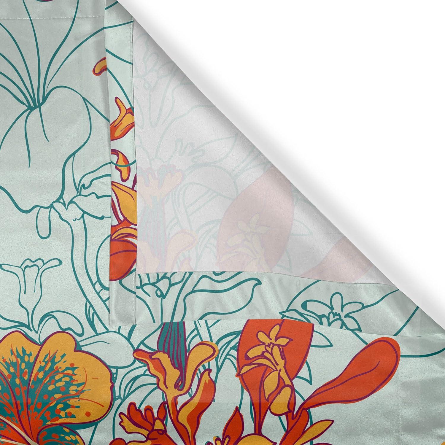 imageAmbesonne Jungle Boho Grommet Curtain Dreamy Silhouettes of Flowers Vintage Drawn with Lines Neutral Art Decorative 2Panel Window Drapes for Bedroom Living Room 50quot x 63quot Almond Green Sea GreenMarigold Vermilion Teal