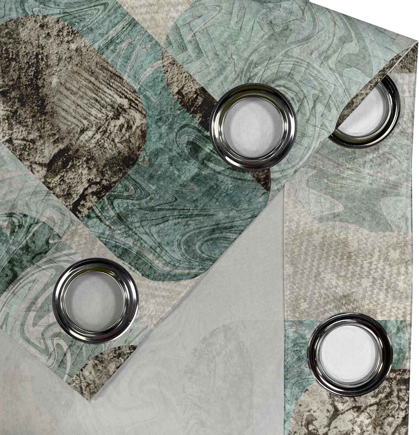 imageAmbesonne Jungle Boho Grommet Curtain Dreamy Silhouettes of Flowers Vintage Drawn with Lines Neutral Art Decorative 2Panel Window Drapes for Bedroom Living Room 50quot x 63quot Almond Green Sea GreenLaurel Green Dark Brown