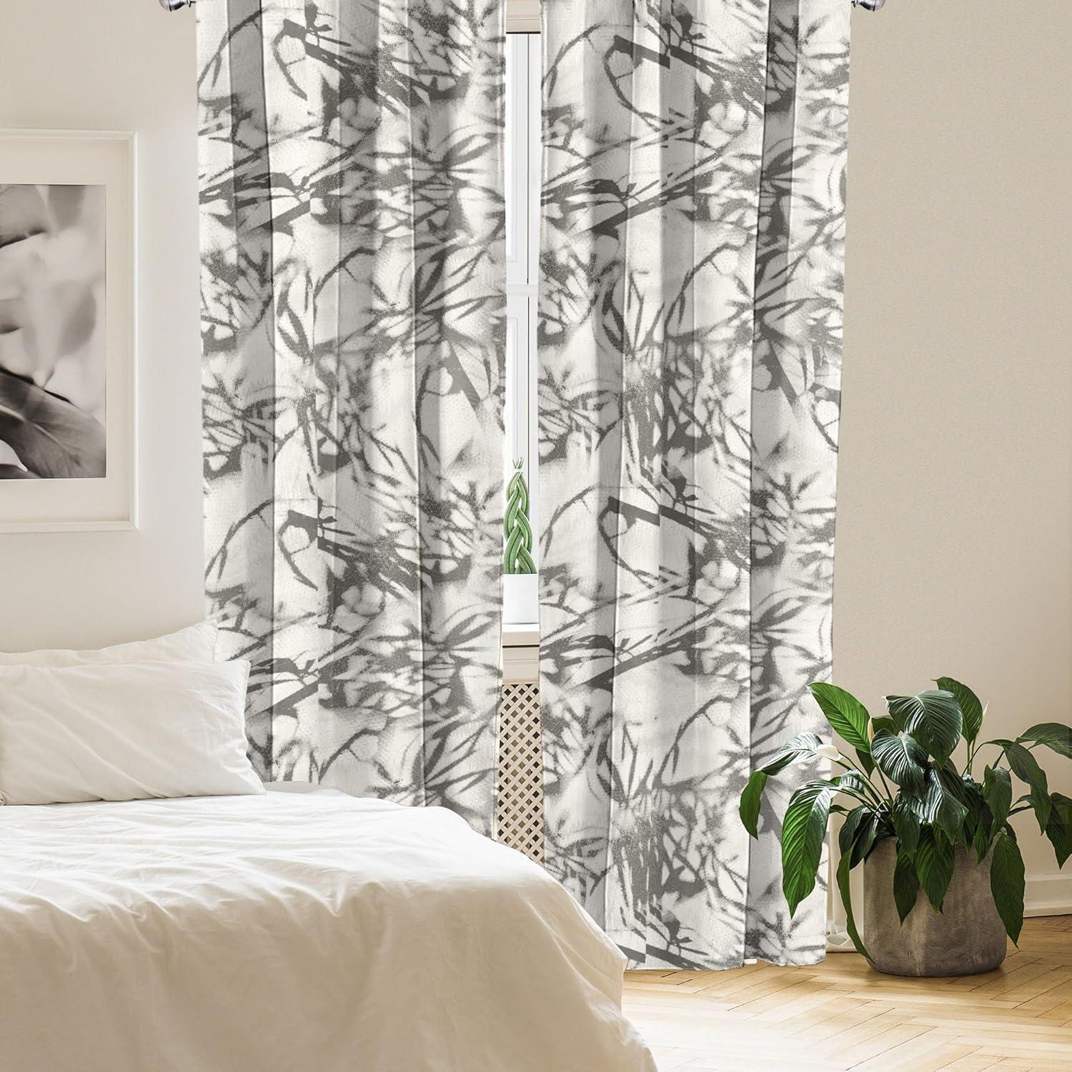 imageAmbesonne Leaf Print Curtains Neutral Toned Woodland Branches Leaves Design on Grunge Striped Back Window Treatments 2 Panel Set for Living Room Bedroom Pair of 28quot x 95quot Grey Teal Pale RedwoodIvory and Dimgray