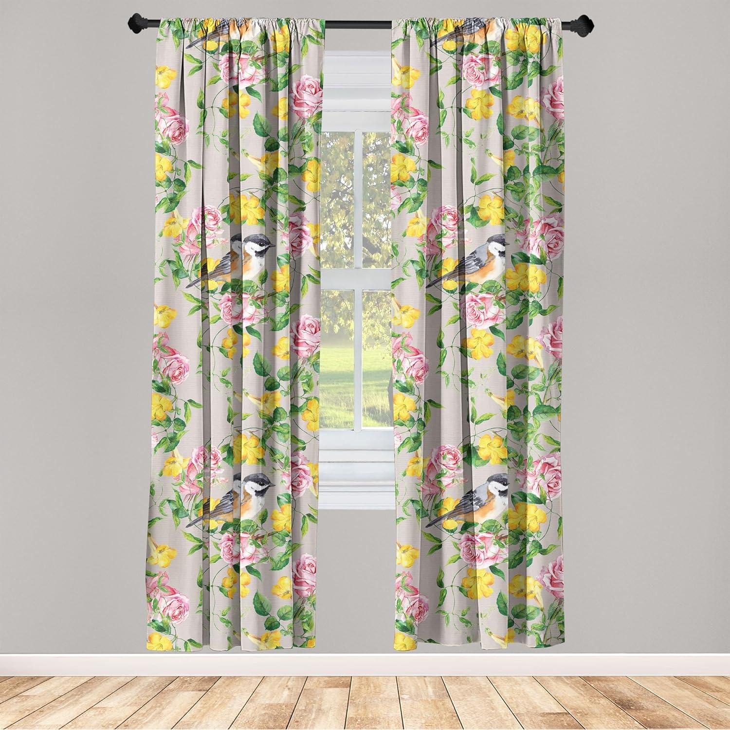 imageAmbesonne Leaf Print Curtains Neutral Toned Woodland Branches Leaves Design on Grunge Striped Back Window Treatments 2 Panel Set for Living Room Bedroom Pair of 28quot x 95quot Grey Teal Pale RedwoodMustard Fern Green Blush