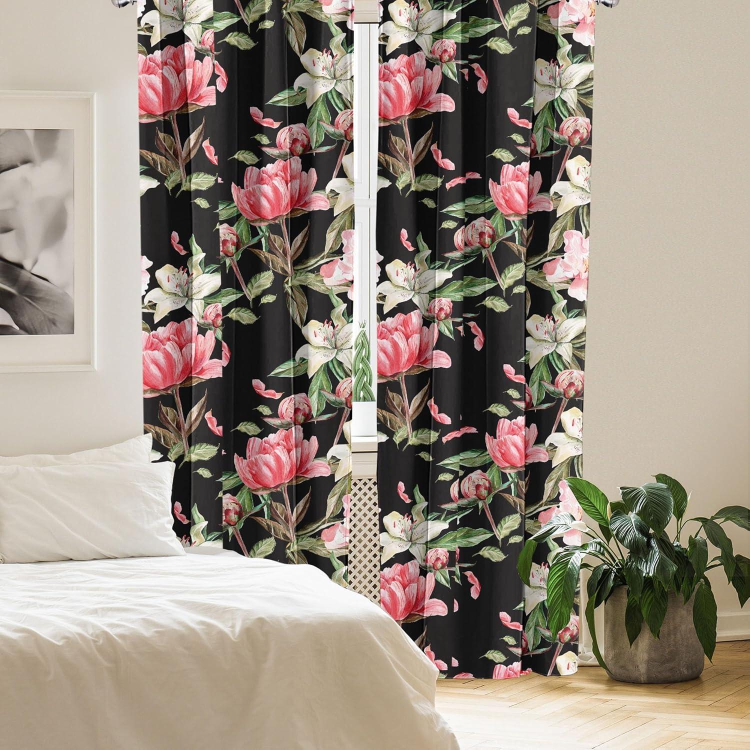 imageAmbesonne Leaf Print Curtains Neutral Toned Woodland Branches Leaves Design on Grunge Striped Back Window Treatments 2 Panel Set for Living Room Bedroom Pair of 28quot x 95quot Grey Teal Pale RedwoodCoral Fern Green