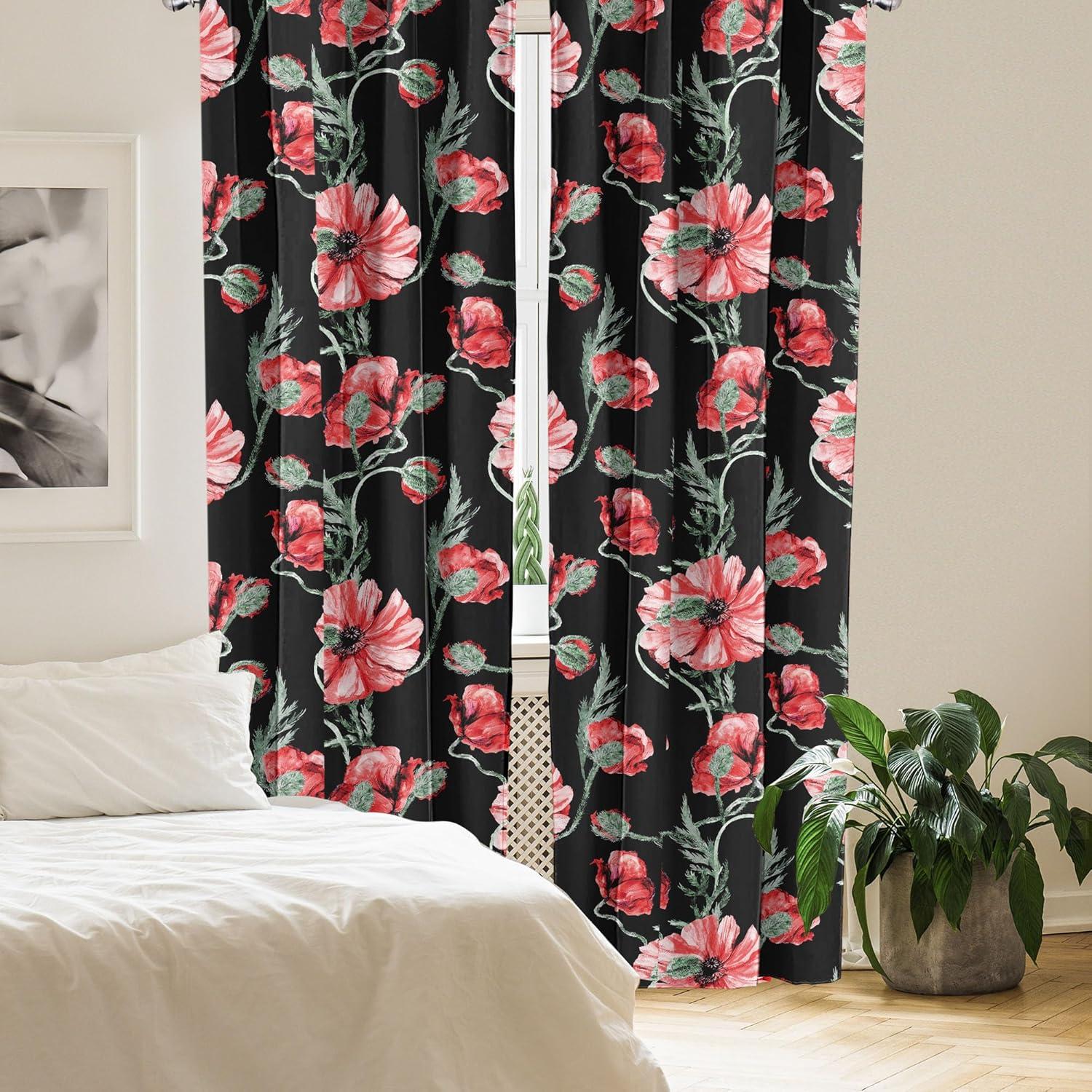 imageAmbesonne Leaf Print Curtains Neutral Toned Woodland Branches Leaves Design on Grunge Striped Back Window Treatments 2 Panel Set for Living Room Bedroom Pair of 28quot x 95quot Grey Teal Pale RedwoodDark Coral Green