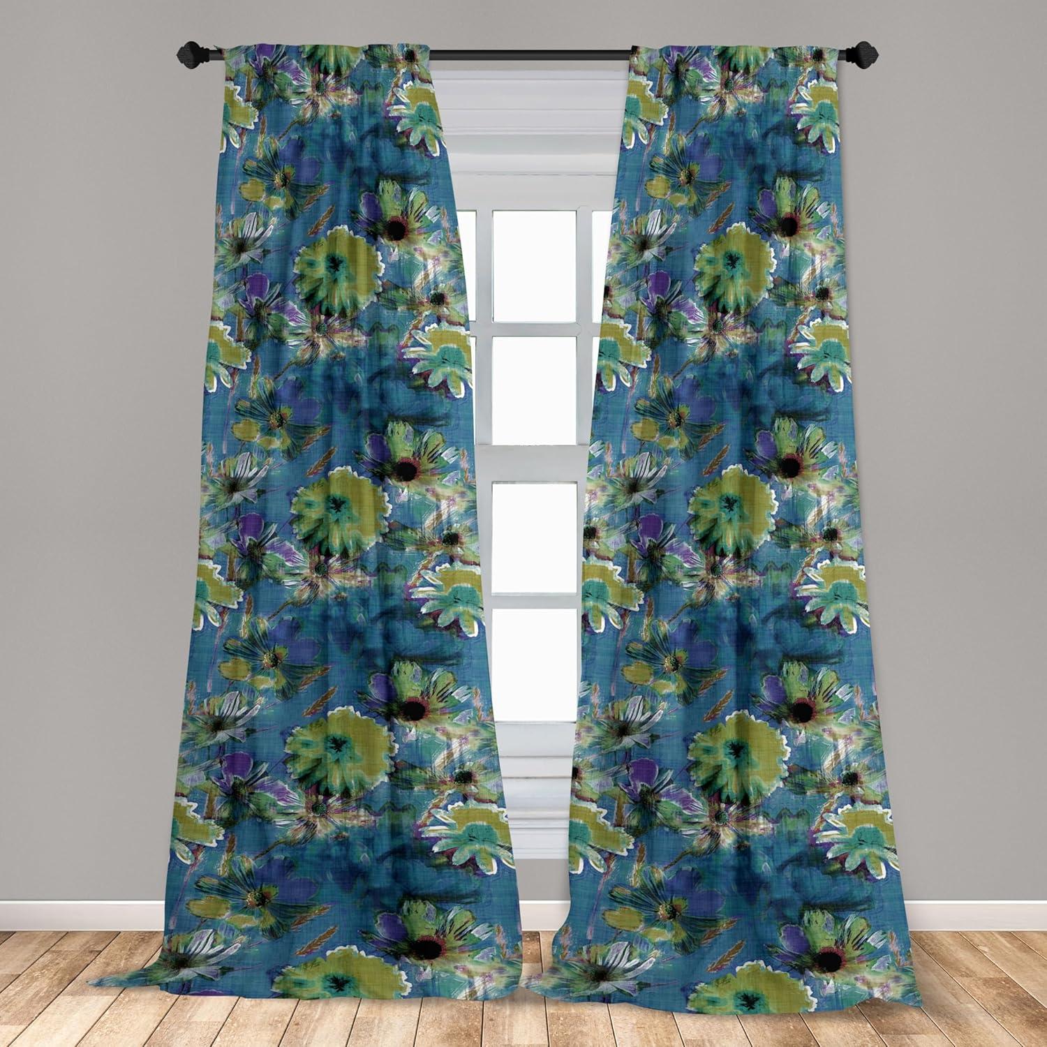 imageAmbesonne Leaf Print Curtains Neutral Toned Woodland Branches Leaves Design on Grunge Striped Back Window Treatments 2 Panel Set for Living Room Bedroom Pair of 28quot x 95quot Grey Teal Pale RedwoodDark Sky Blue Apple Green