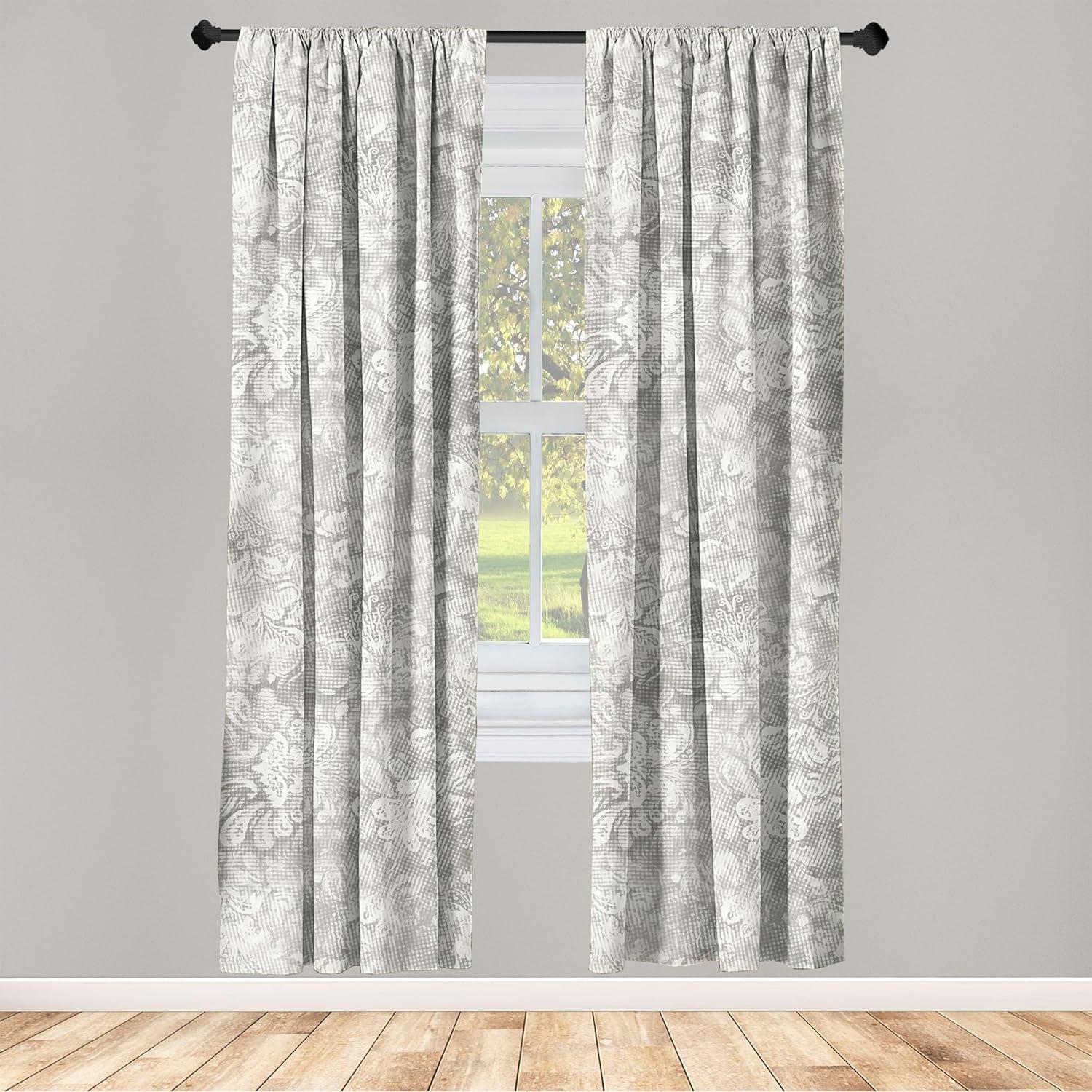 imageAmbesonne Leaf Print Curtains Neutral Toned Woodland Branches Leaves Design on Grunge Striped Back Window Treatments 2 Panel Set for Living Room Bedroom Pair of 28quot x 95quot Grey Teal Pale RedwoodDark Eggshell and Ivory