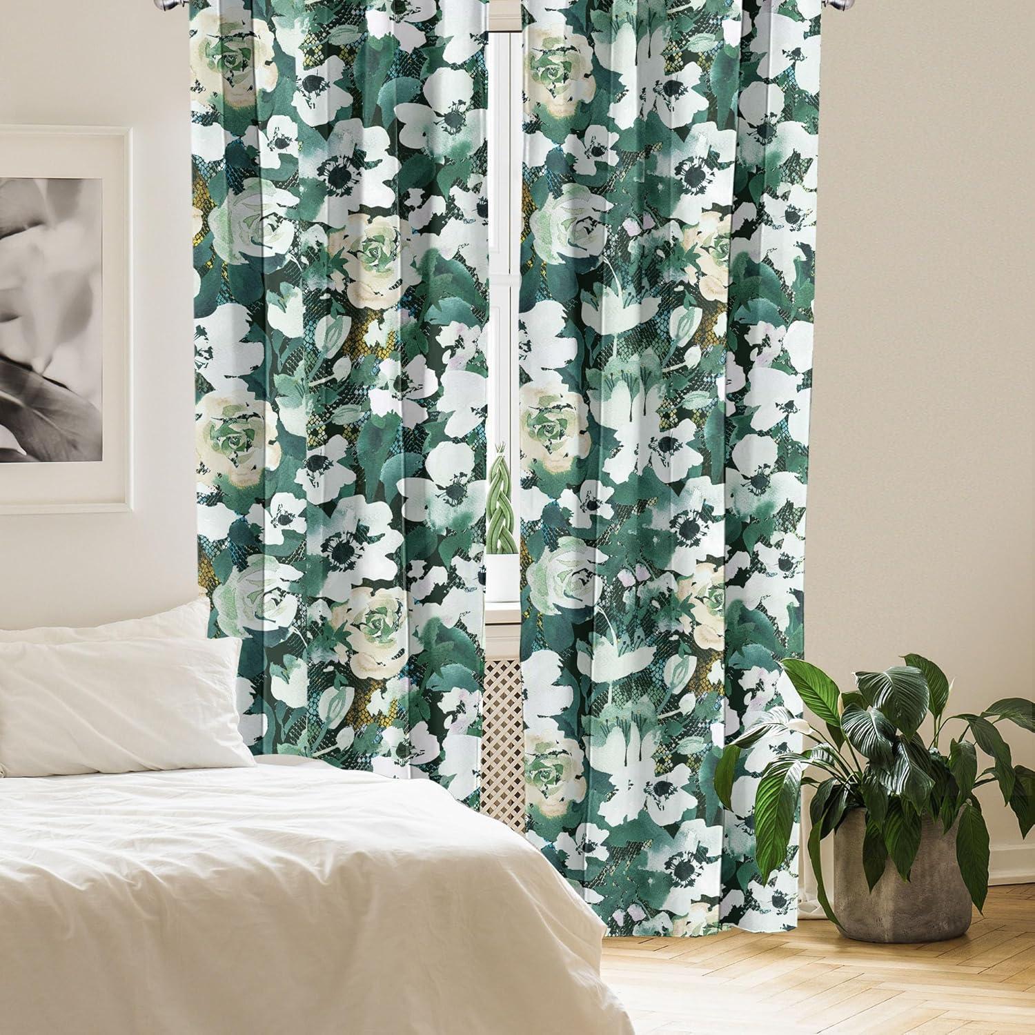 imageAmbesonne Leaf Print Curtains Neutral Toned Woodland Branches Leaves Design on Grunge Striped Back Window Treatments 2 Panel Set for Living Room Bedroom Pair of 28quot x 95quot Grey Teal Pale RedwoodHunter Green and Beige
