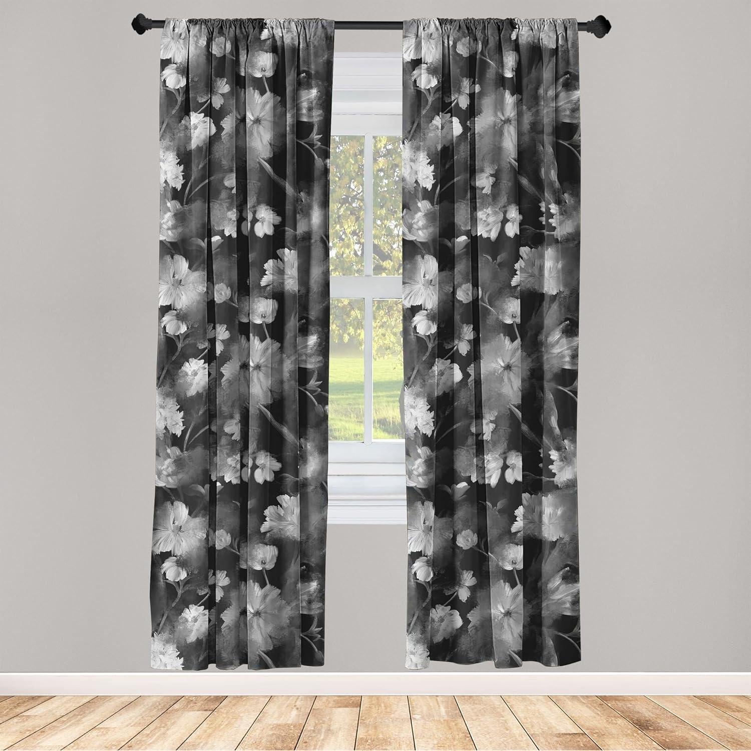 imageAmbesonne Leaf Print Curtains Neutral Toned Woodland Branches Leaves Design on Grunge Striped Back Window Treatments 2 Panel Set for Living Room Bedroom Pair of 28quot x 95quot Grey Teal Pale RedwoodCharcoal Pale Grey