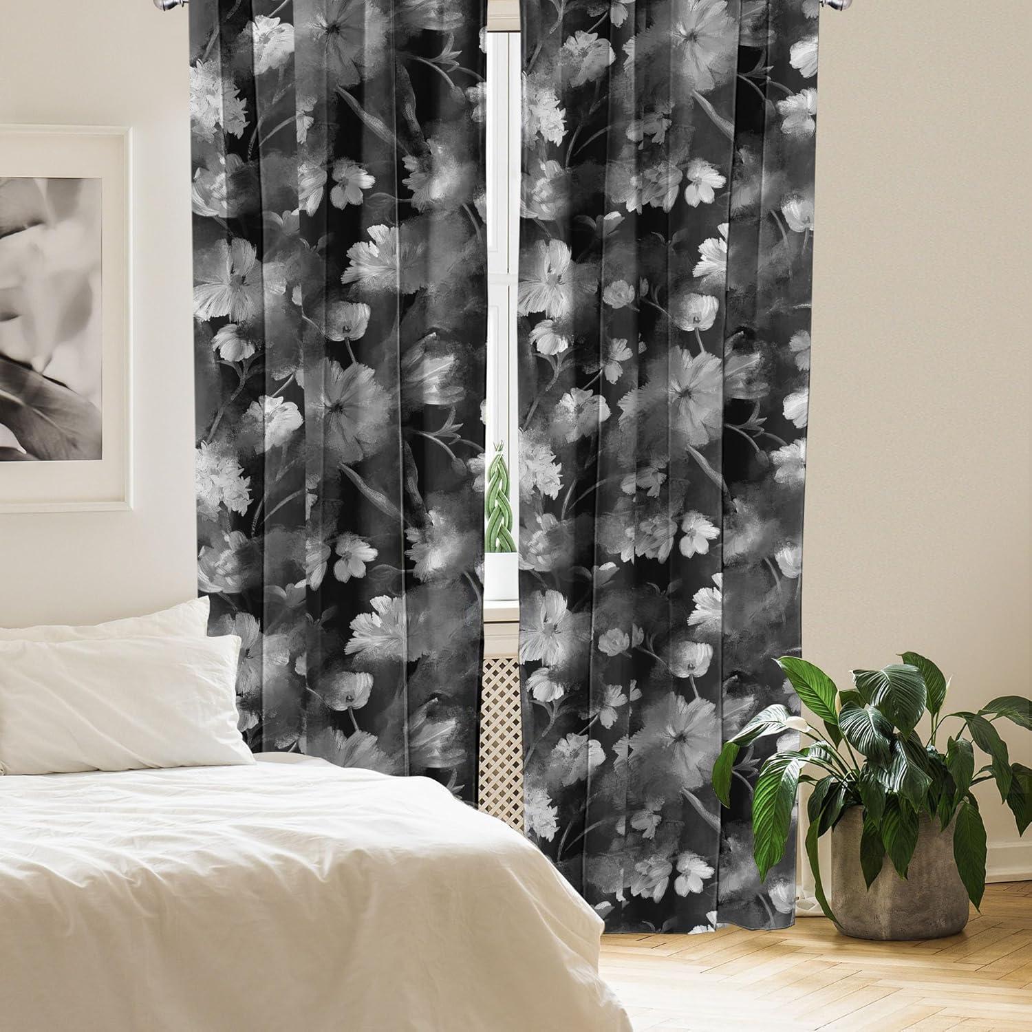 imageAmbesonne Leaf Print Curtains Neutral Toned Woodland Branches Leaves Design on Grunge Striped Back Window Treatments 2 Panel Set for Living Room Bedroom Pair of 28quot x 95quot Grey Teal Pale RedwoodCharcoal Pale Grey