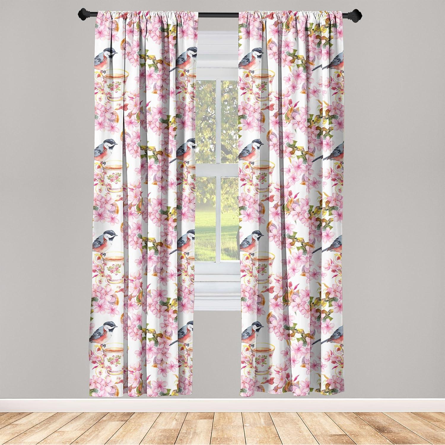 imageAmbesonne Leaf Print Curtains Neutral Toned Woodland Branches Leaves Design on Grunge Striped Back Window Treatments 2 Panel Set for Living Room Bedroom Pair of 28quot x 95quot Grey Teal Pale RedwoodOff White Pale Pink