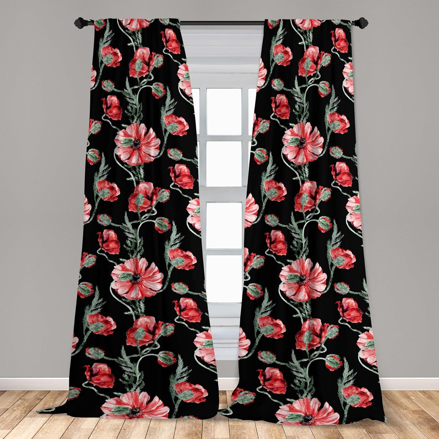 imageAmbesonne Leaf Print Curtains Neutral Toned Woodland Branches Leaves Design on Grunge Striped Back Window Treatments 2 Panel Set for Living Room Bedroom Pair of 28quot x 95quot Grey Teal Pale RedwoodDark Coral Green