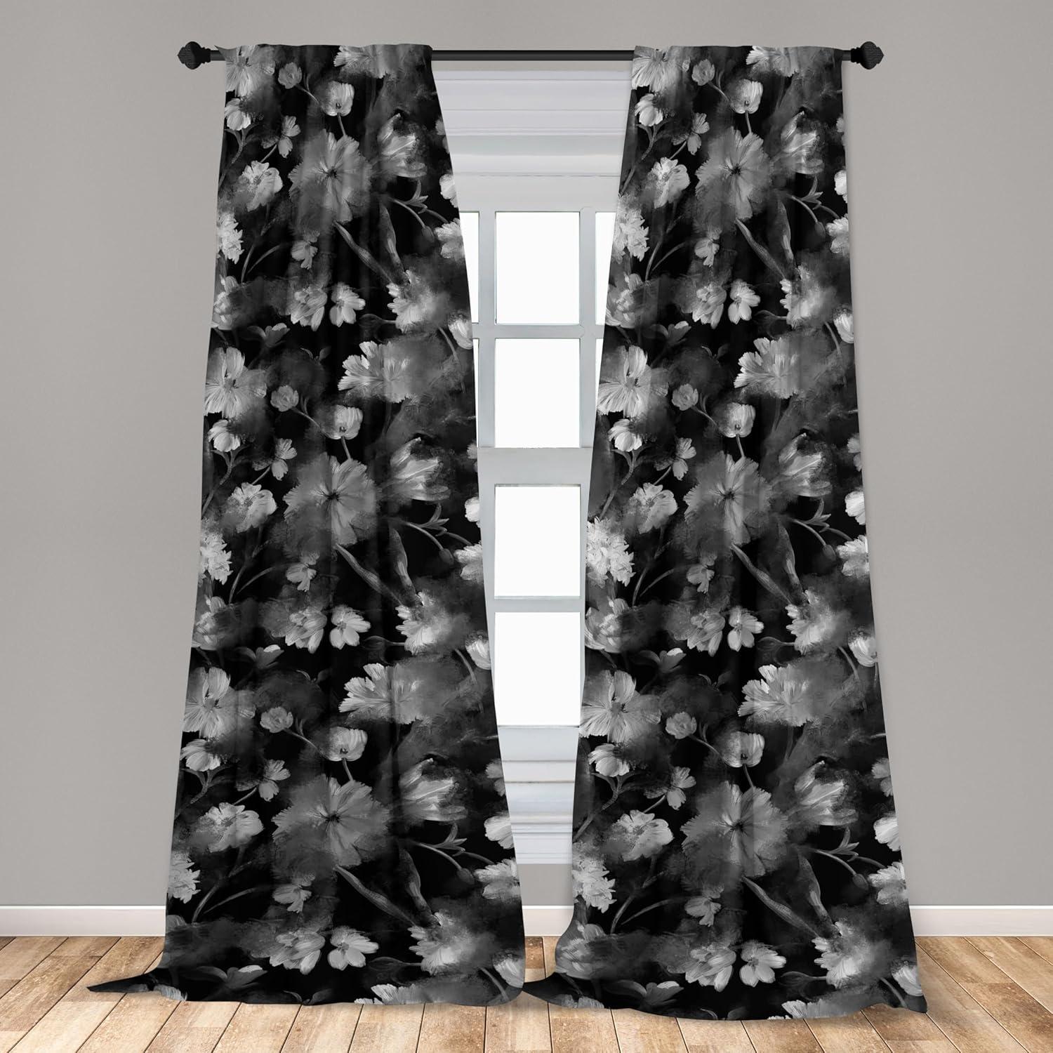 imageAmbesonne Leaf Print Curtains Neutral Toned Woodland Branches Leaves Design on Grunge Striped Back Window Treatments 2 Panel Set for Living Room Bedroom Pair of 28quot x 95quot Grey Teal Pale RedwoodCharcoal Pale Grey