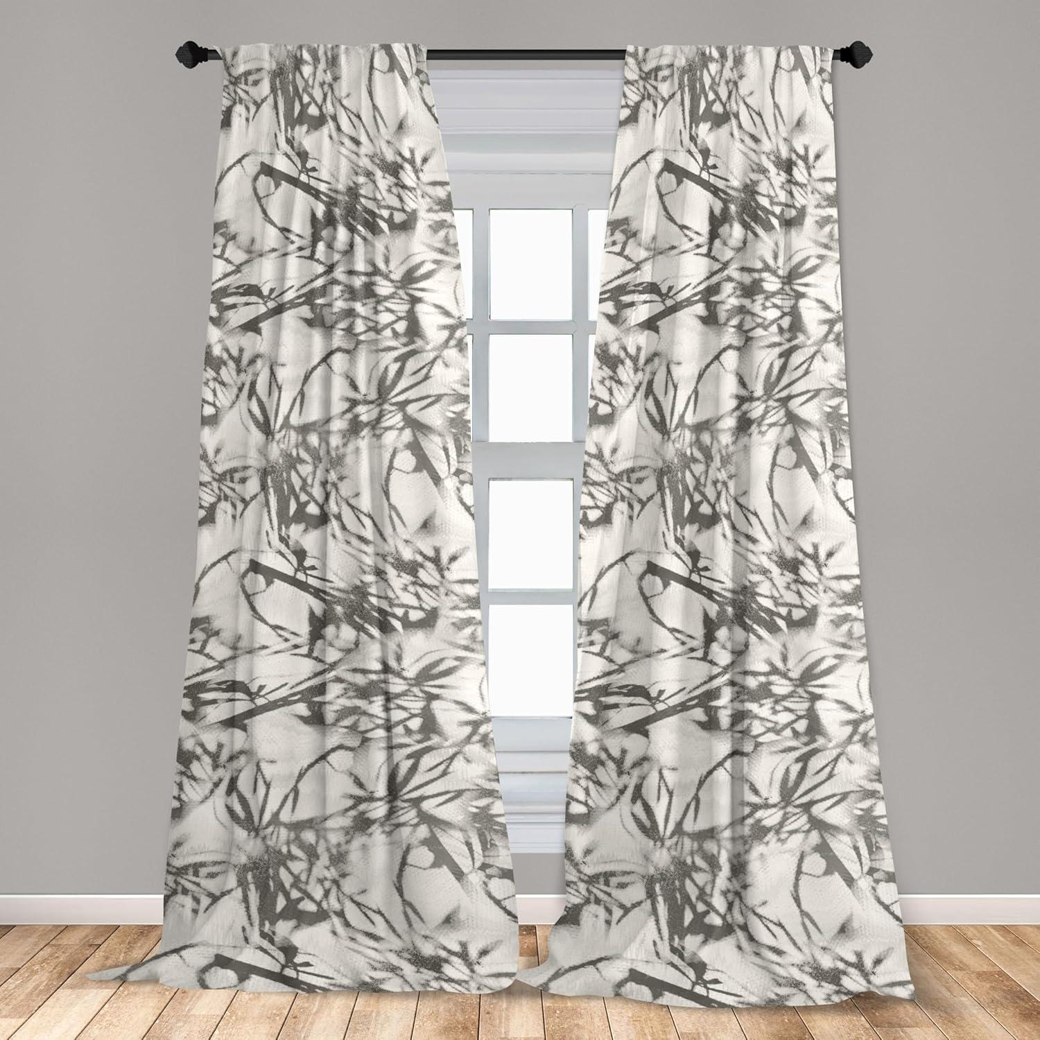 imageAmbesonne Leaf Print Curtains Neutral Toned Woodland Branches Leaves Design on Grunge Striped Back Window Treatments 2 Panel Set for Living Room Bedroom Pair of 28quot x 95quot Grey Teal Pale RedwoodIvory and Dimgray