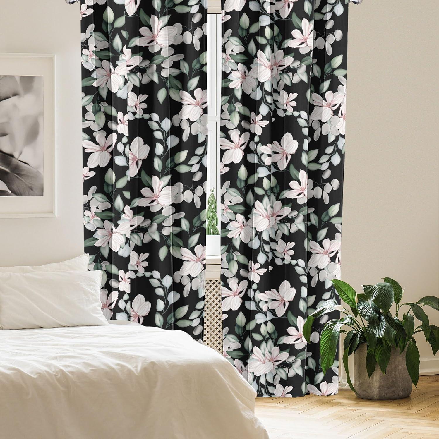 imageAmbesonne Leaf Print Curtains Neutral Toned Woodland Branches Leaves Design on Grunge Striped Back Window Treatments 2 Panel Set for Living Room Bedroom Pair of 28quot x 95quot Grey Teal Pale RedwoodPale Rose Reseda Green
